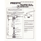 Parts List for Presto Stainless Steel Lever type Injection Valve
